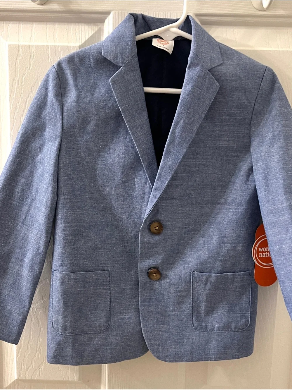 Wonder Nation Boys Blue Chambray Cotton Blend Blazer Jacket Sz 4 New w/tag